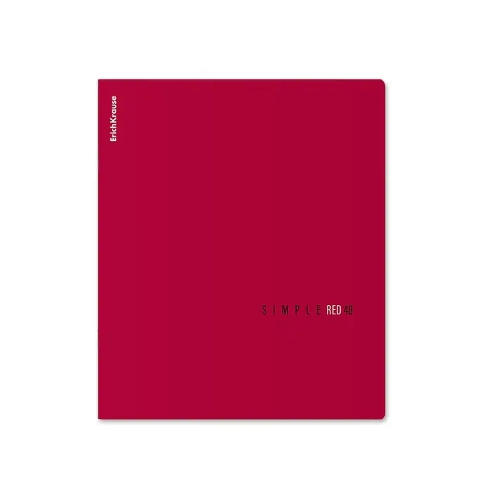 Тетрадь 48 листов в клетку ErichKrause Simple Color, софт-тач, красная