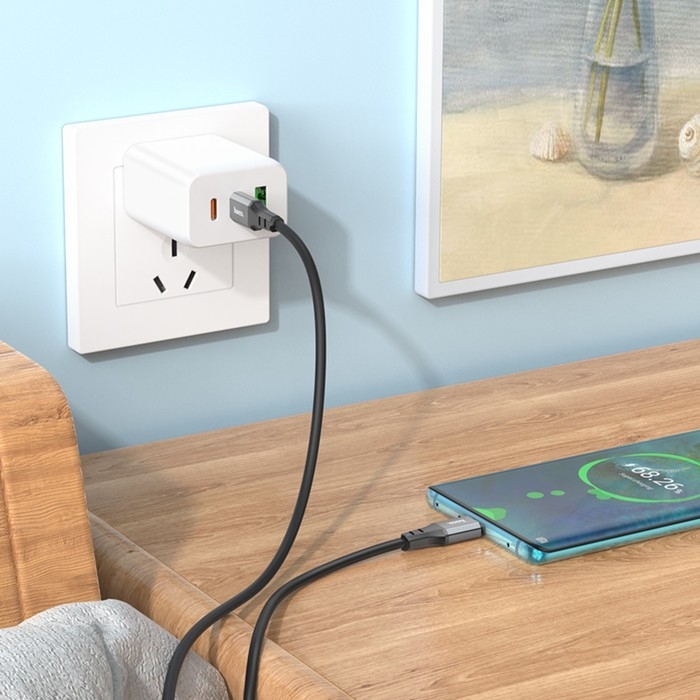 Кабель Hoco X92, Type-C - Type-С, 3 А, 3 м, оплётка силикон, чёрный Кабель Hoco X92, Type-C - Type-С, 3 А, 3 м, оплётка силикон, чёрный