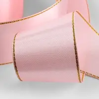 Лента атласная, с золотым люрексом, 40 мм, 23&plusmn;1 м, розовая №04