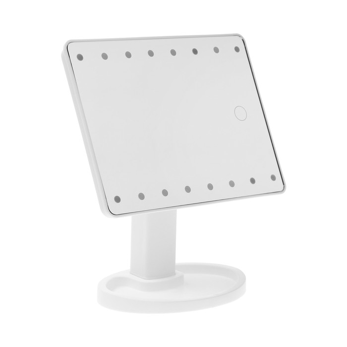 Зеркало Luazon KZ-06, подсветка, 26.5 х 16 х 12 см, 16 диодов, сенсорная кнопка, белое Зеркало Luazon KZ-06, подсветка, 26.5 х 16 х 12 см, 16 диодов, сенсорная кнопка, белое