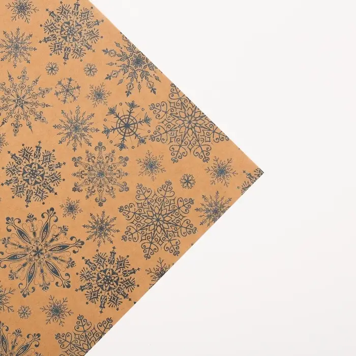 Бумага упаковочная крафтовая «Снежинки», 50 х 70 см Бумага упаковочная крафтовая «Снежинки», 50 х 70 см