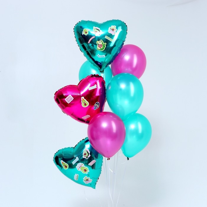 Букет из воздушных шаров &laquo;С ДР. Авокадо&raquo;, латекс, фольга, наклейки, набор 8 шт.