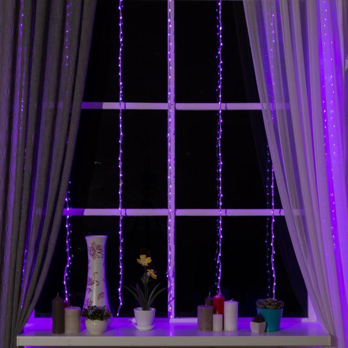 Гирлянда «Водопад» 2 × 1.5 м, IP20, прозрачная нить, 400 LED, свечение фиолетовое, 8 режимов, 220 В Гирлянда «Водопад» 2 × 1.5 м, IP20, прозрачная нить, 400 LED, свечение фиолетовое, 8 режимов, 220 В
