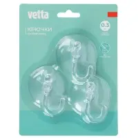 VETTA Набор крючков на присоске, прозрачные, 3шт, WF-058