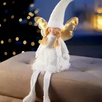 Светодиодная фигура &laquo;Кукла в белом&raquo; 70 см, текстиль, 6 LED, от батареек AG10&times;3, свечение тёплое белое