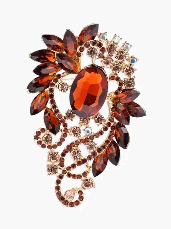 Брошь &laquo;Императрица&raquo;, лавра, шампанского в золоте