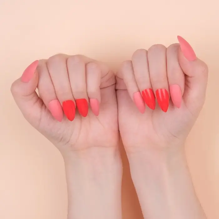 Накладные ногти, 24 шт., с клеевыми пластинами, форма миндаль, цвет неоновые/матовые, розовые