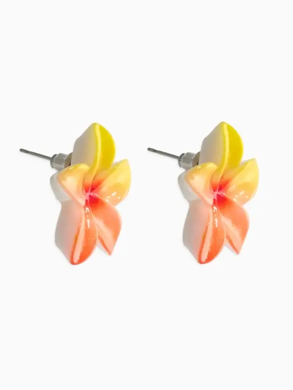 Серьги пластик &laquo;Цветок Лилии&raquo;, жёлтый, оранжевый