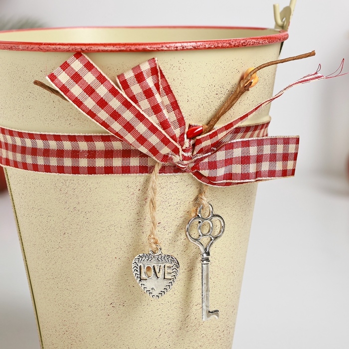 Кашпо Кашпо "Ведерко Рустад" бежевое, 12х12х13см