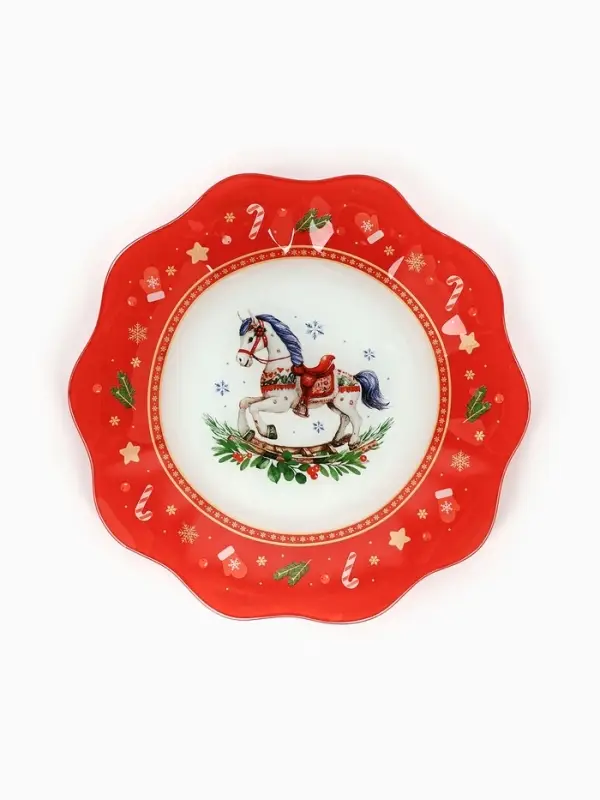 Тарелка плоская новогодняя &laquo;Игрушки&raquo;, d=23 см, стекло