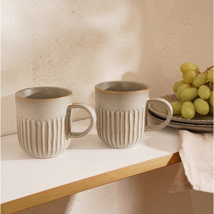 Набор кружек фарфоровых SL Home «Монти», 400 мл, цвет коричневый Набор кружек фарфоровых SL Home «Монти», 400 мл, цвет коричневый