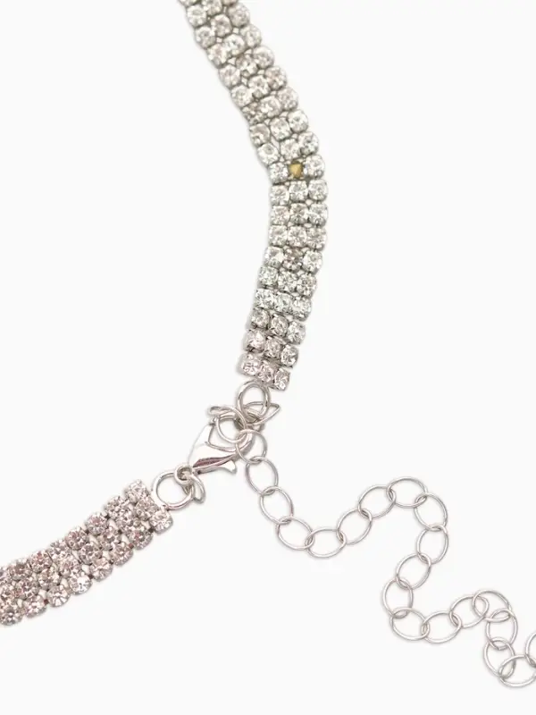 Набор 2 предмета: серьги, чокер &laquo;Лёд&raquo;, три ряда, белый в серебре, 30 см