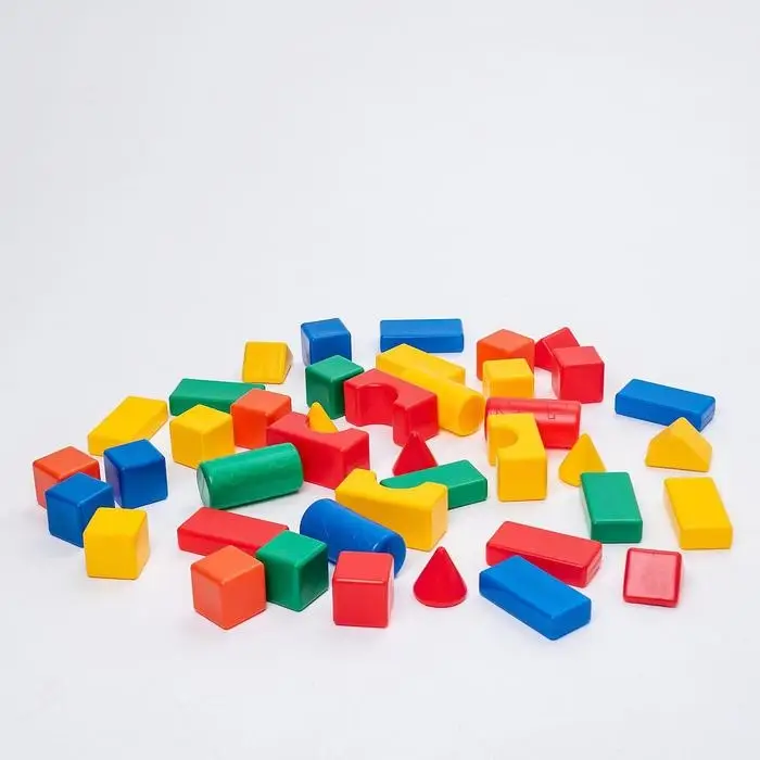 Кубики детские, пластиковые, цветные, 41 штука, 6&times;6 см