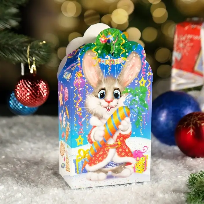 Подарочная коробка "Заяц - Кот", неон, 12×7×23 см