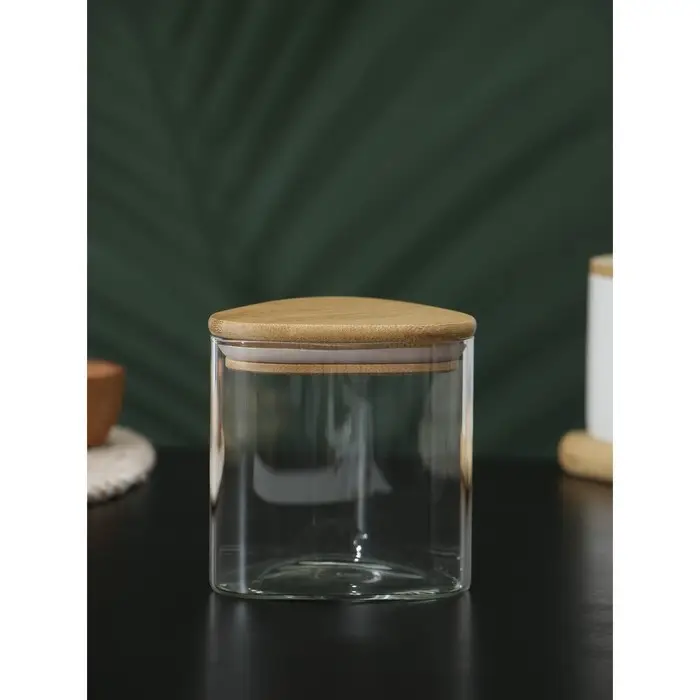 Банка стеклянная для сыпучих продуктов с бамбуковой крышкой BellaTenero «Эко. Треугольник», 500 мл, 10×10,8 см Банка стеклянная для сыпучих продуктов с бамбуковой крышкой BellaTenero «Эко. Треугольник», 500 мл, 10×10,8 см