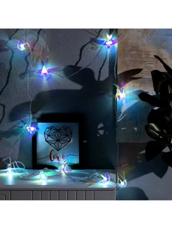 Гирлянда &laquo;Нить&raquo; 2.5 м с насадками &laquo;Птички&raquo;, IP20, прозрачная нить, 10 LED, свечение белое, 220 В