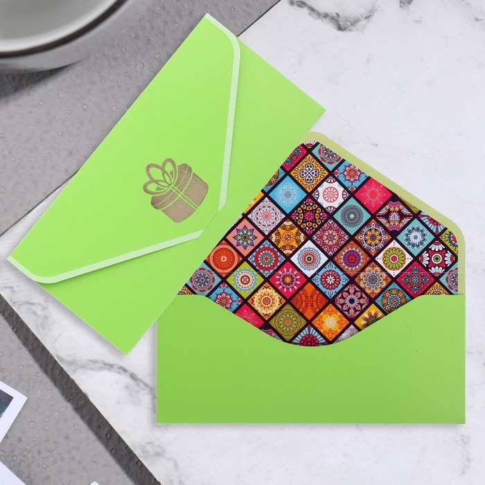 Конверт для денег Конверт для денег "Поздравительный" зеленый, подарок, бархат, 19х9 см