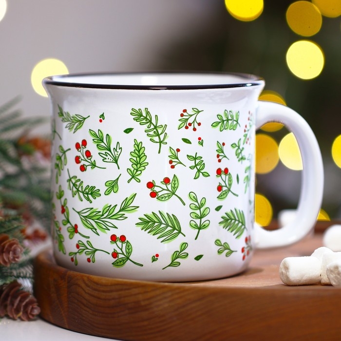 Кружка керамическая Дорого внимание «Листья», 450 мл