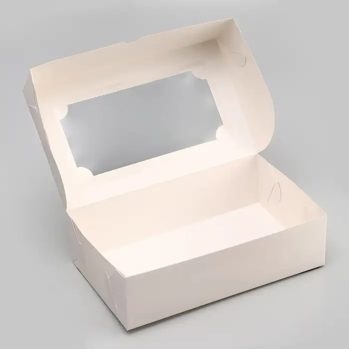 Коробка складная с окном под зефир, белый, 25×15×7 см Коробка складная с окном под зефир, белый, 25×15×7 см