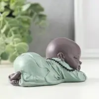 Сувенир полистоун "Маленький спящий будда" зелёно-коричневый 6,5х11х5,3 см