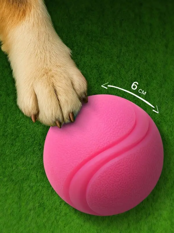 Мячик для собак, 6 см, цельнолитой, прыгучий, TPR, розовый