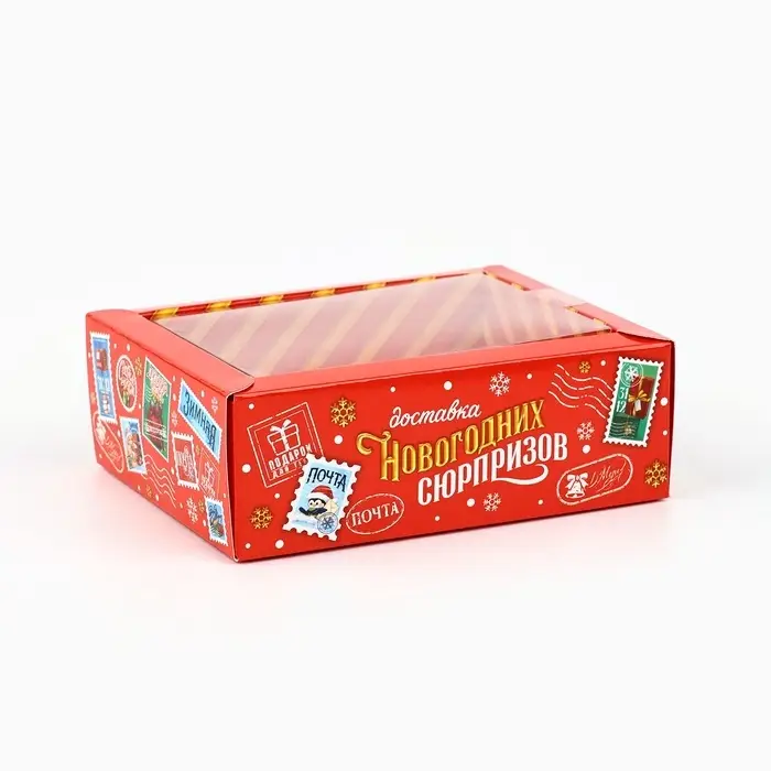 Коробка складная с пластиковой крышкой «Новогодняя доставка», 11.5 х 9 х 4 см Коробка складная с пластиковой крышкой «Новогодняя доставка», 11.5 х 9 х 4 см