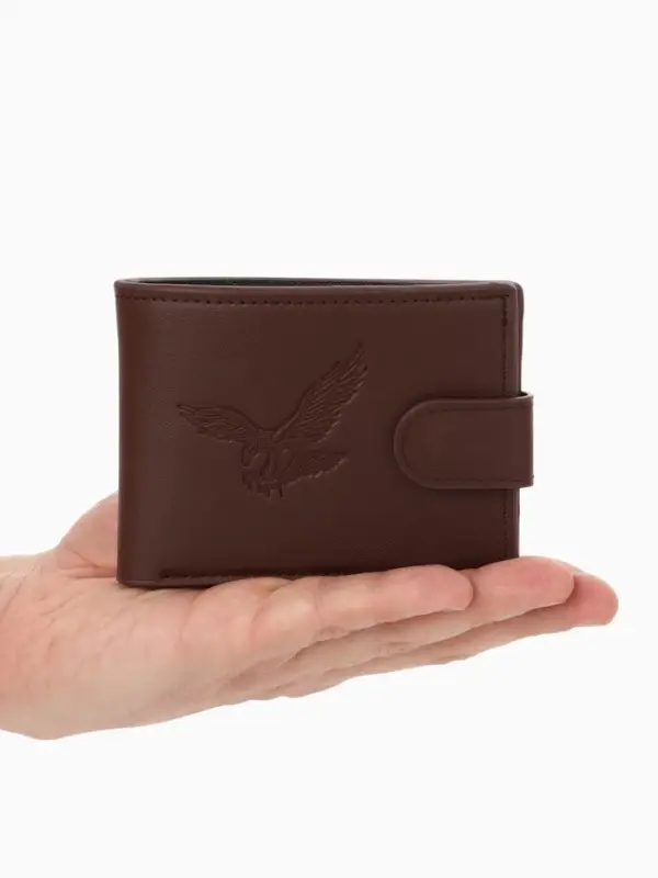 Портмоне мужское &laquo;Орёл&raquo;, на кнопке, два отделения, коричневое