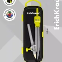 Циркуль металлический ErichKrause. School, 123 мм, универсальный держатель &laquo;козья ножка&raquo;, с карандашом, МИКС