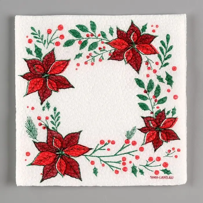 Салфетки новогодние бумажные &laquo;Узоры&raquo;, однослойные, 12&times;12 см, 20 шт.