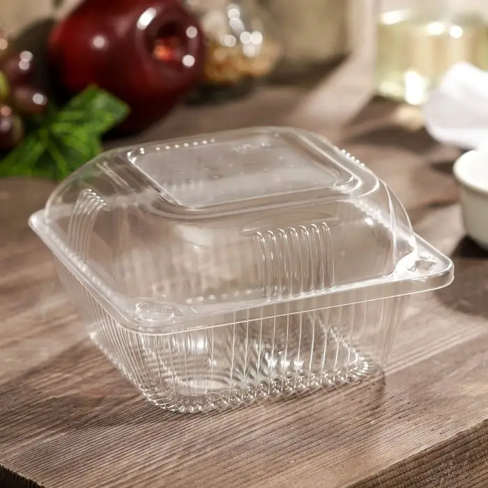 Контейнер одноразовый с неразъёмной крышкой ИП-9 А, пластик, 350 мл, 13×13×7.5 см, прозрачный