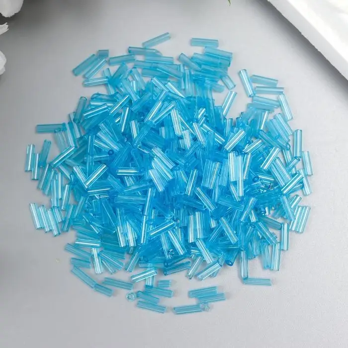 Стеклярус размер 6 мм  Стеклярус размер 6 мм "Легкий синий" 20 гр