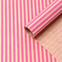 Бумага упаковочная крафт "Полосы розовые", 0,68 х 10 &plusmn;5% м, 60 гр