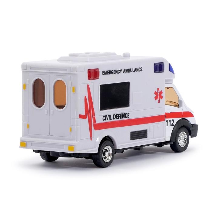 Машина металлическая «Скорая помощь», инерционная, световые и звуковые эффекты, масштаб 1:48 Машина металлическая «Скорая помощь», инерционная, световые и звуковые эффекты, масштаб 1:48