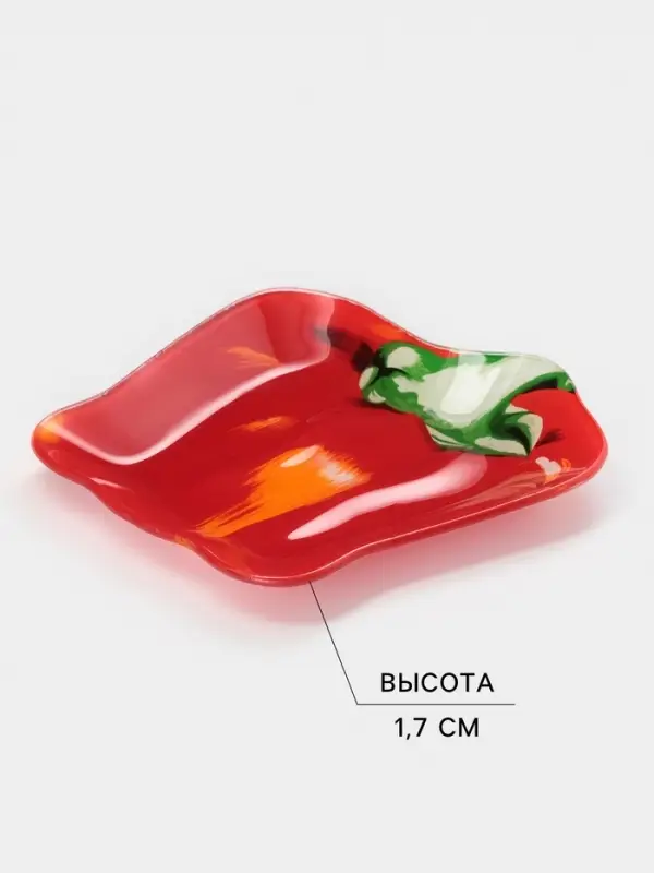 Блюдо сервировочное Доляна &laquo;Перчик&raquo;, 16&times;15 см стекло, красное