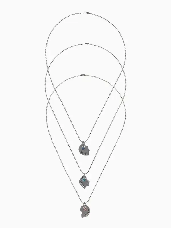 Кулоны парные &laquo;Тройное сердце&raquo;, 45 см, цветные в серебре