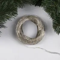 Гирлянда &laquo;Нить&raquo; 50 м, роса, IP44, серебристая нить, 500 LED, свечение тёплое белое, 8 режимов, 31 В