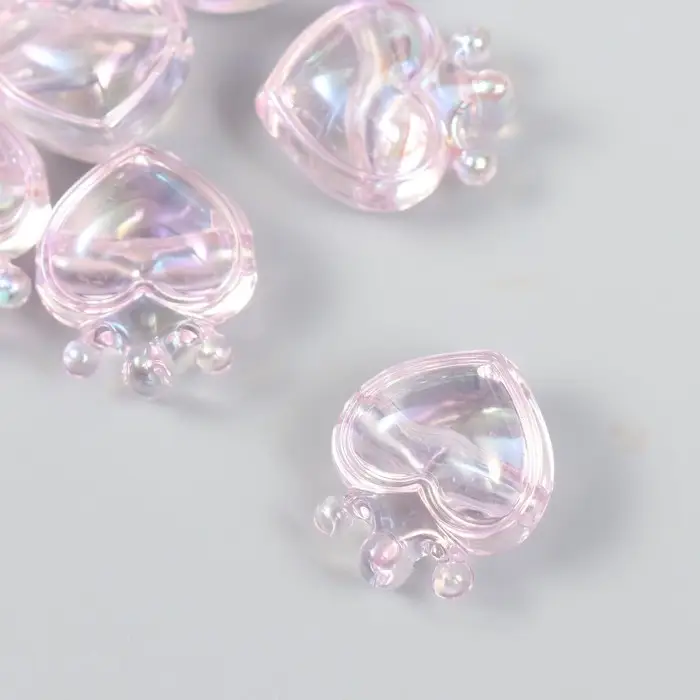 Бусина для рукоделия и плетения «Арт Узор. Сердечко с короной сиреневое», пластик, 2.1×1.4×2.5 см