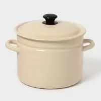 Кастрюля эмалированная, 6 л, d=23.5 см, с крышкой, без декора, цвет слоновой кости