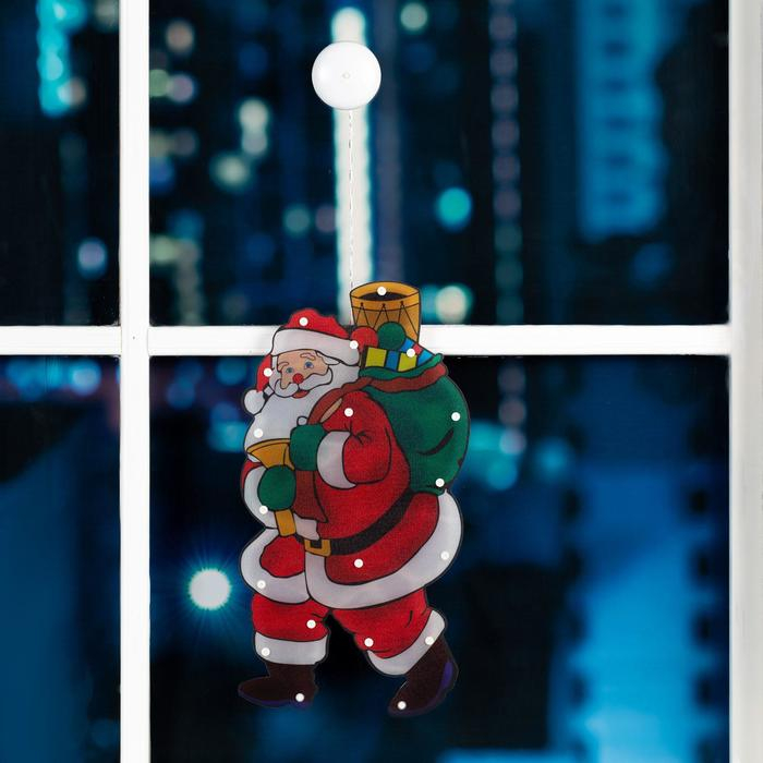 Светодиодная фигура на присоске «Дед Мороз» 22 × 44 см, пластик, батарейки АААх3 (не в комплекте), свечение тёплое белое Светодиодная фигура на присоске «Дед Мороз» 22 × 44 см, пластик, батарейки АААх3 (не в комплекте), свечение тёплое белое