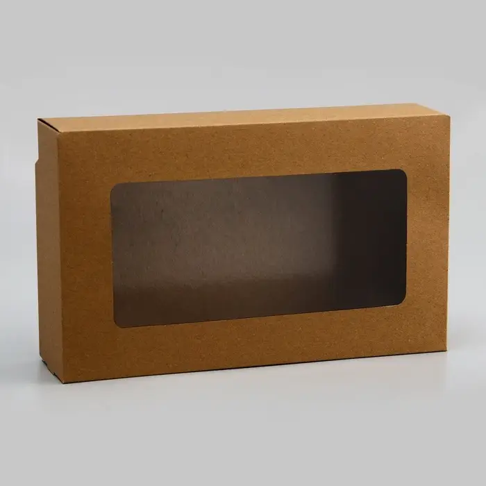 Упаковка для продуктов, крафт с окном, 23×14×6 см, 1.9 л