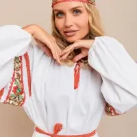 Карнавальный костюм "Купава" платье-рубашка взрослая (платье-рубашка, повязка на голову) размер 164/
