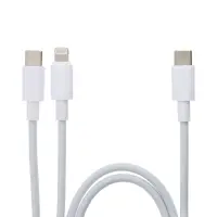 Кабель-разветвитель VIXION PRO VX-19, Type-C &mdash; Type-C + Lightning, 10 Вт, 1.2 м, белый