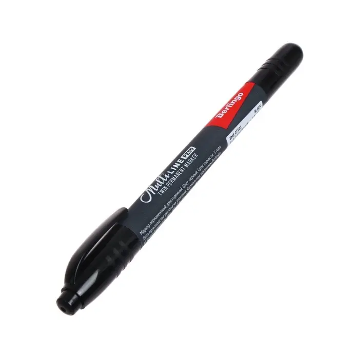 Маркер перманентный Berlingo, чёрный, двухсторонний, узел 1.0 мм/0.5 мм