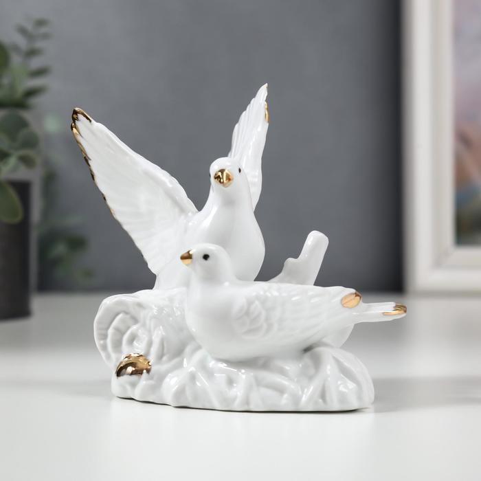 Сувенир керамика Сувенир керамика "Голуби на брёвнышке" 10,5х12,5х6,5 см