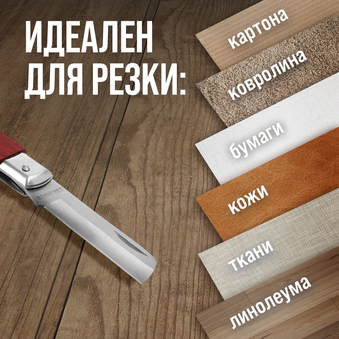 Нож универсальный складной ТУНДРА, деревянная рукоятка, прямое лезвие, нержавеющая сталь Нож универсальный складной ТУНДРА, деревянная рукоятка, прямое лезвие, нержавеющая сталь