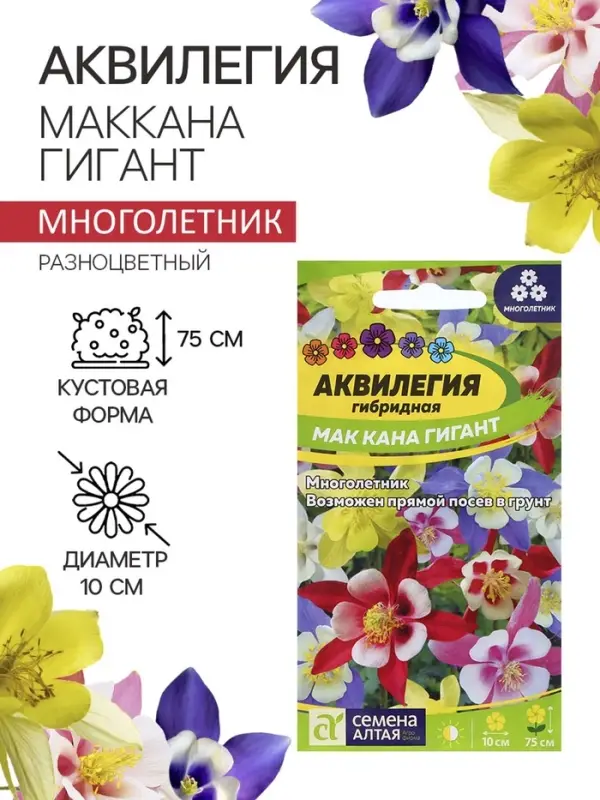 Семена Аквилегия  Семена Аквилегия "Маккана Гигант", ц/п,  0,1 гр.