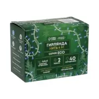 Гирлянда &laquo;Нить&raquo; 4 м, IP20, прозрачная нить, 40 LED, 2 режима, батарейки AAх3 (нет в комплекте), свечение синее