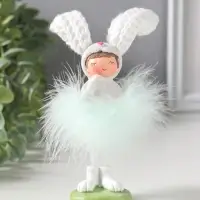 Сувенир полистоун "Малышка-зайка пушок стесняшка" 4,5х4х18 см