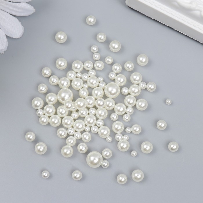 Декор для творчества пластик Декор для творчества пластик "Шарики. Сливки" d=3-8 мм, набор 10 гр