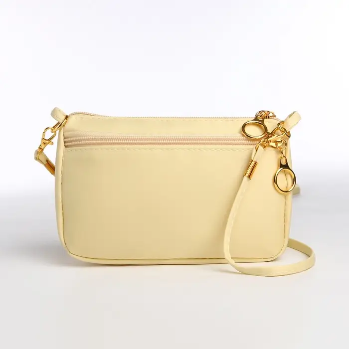 Сумка женская кросс-боди на молнии, 18&times;6.5&times;12 см, бежевая